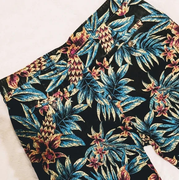 George Men's Shorts Hawaiian Tropical  Floral Print Multicolored sz 34 Inseam 8" - Picture 3 of 12